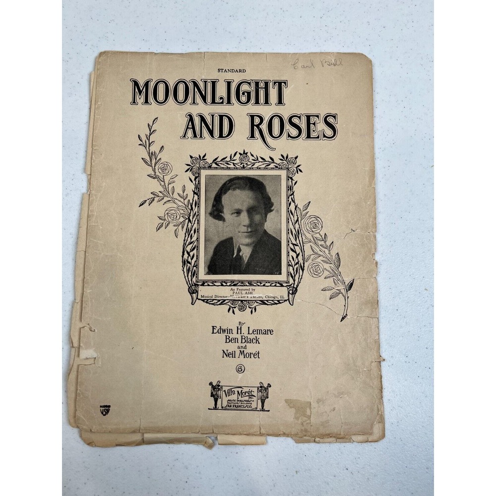 VTG Moonlight And Roses By Edwin H.‎ Lemare, Ben Black & Neil Moret Sheet Music